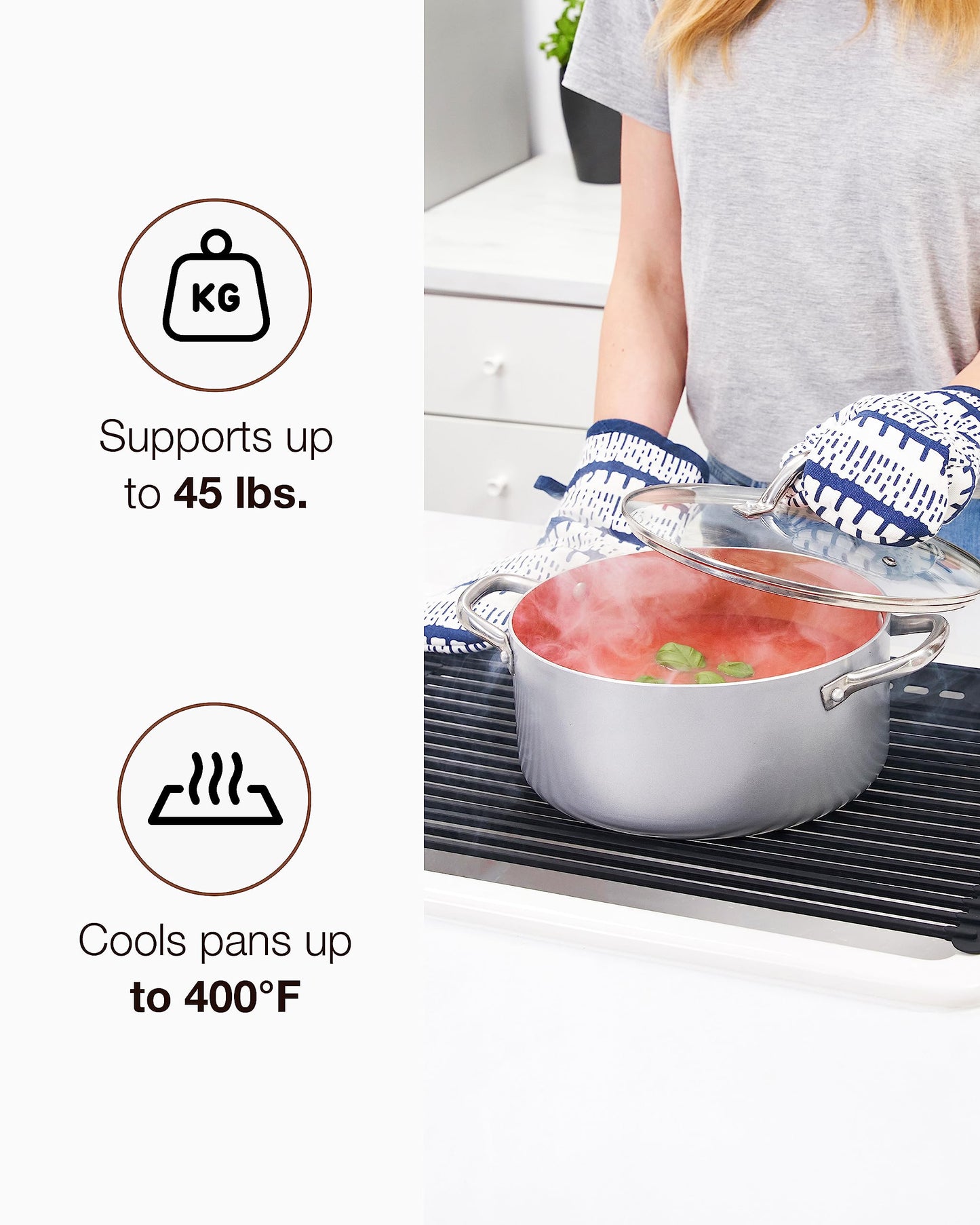 Swedish Dish Cloths Rollout Drying Rack for Kitchen