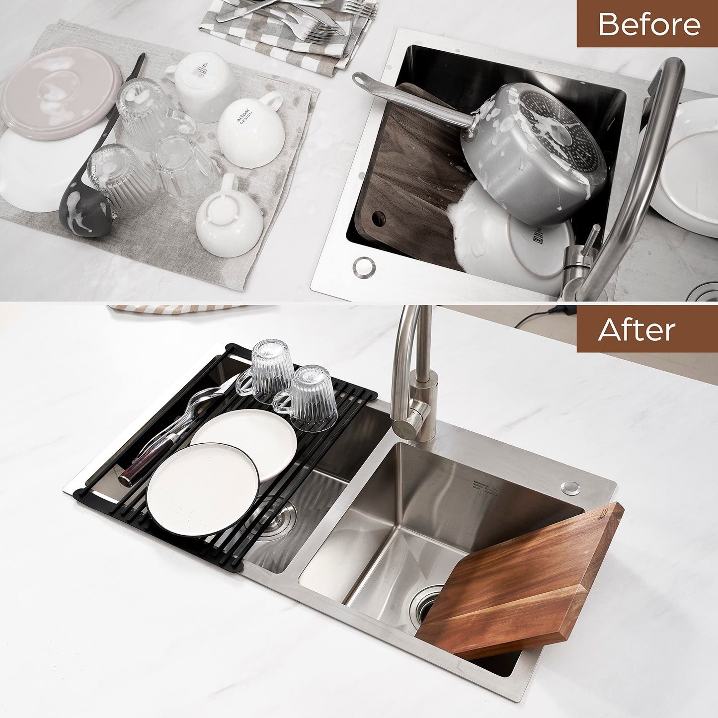 Swedish Dish Cloths Rollout Drying Rack for Kitchen