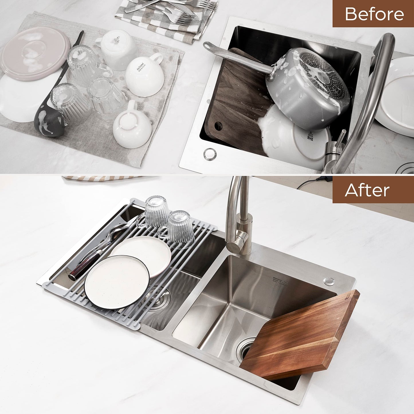 Swedish Dish Cloths Rollout Drying Rack for Kitchen