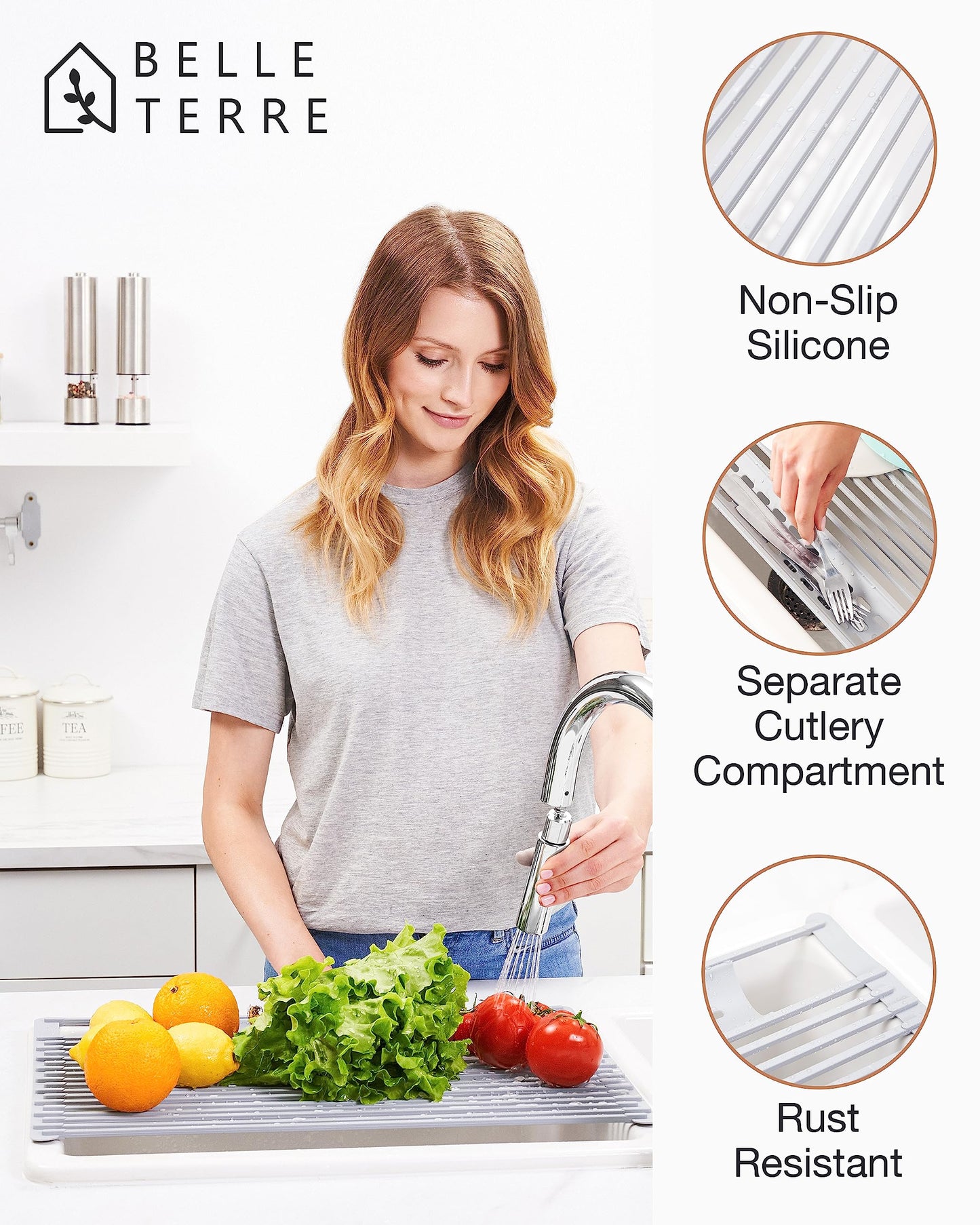 Swedish Dish Cloths Rollout Drying Rack for Kitchen