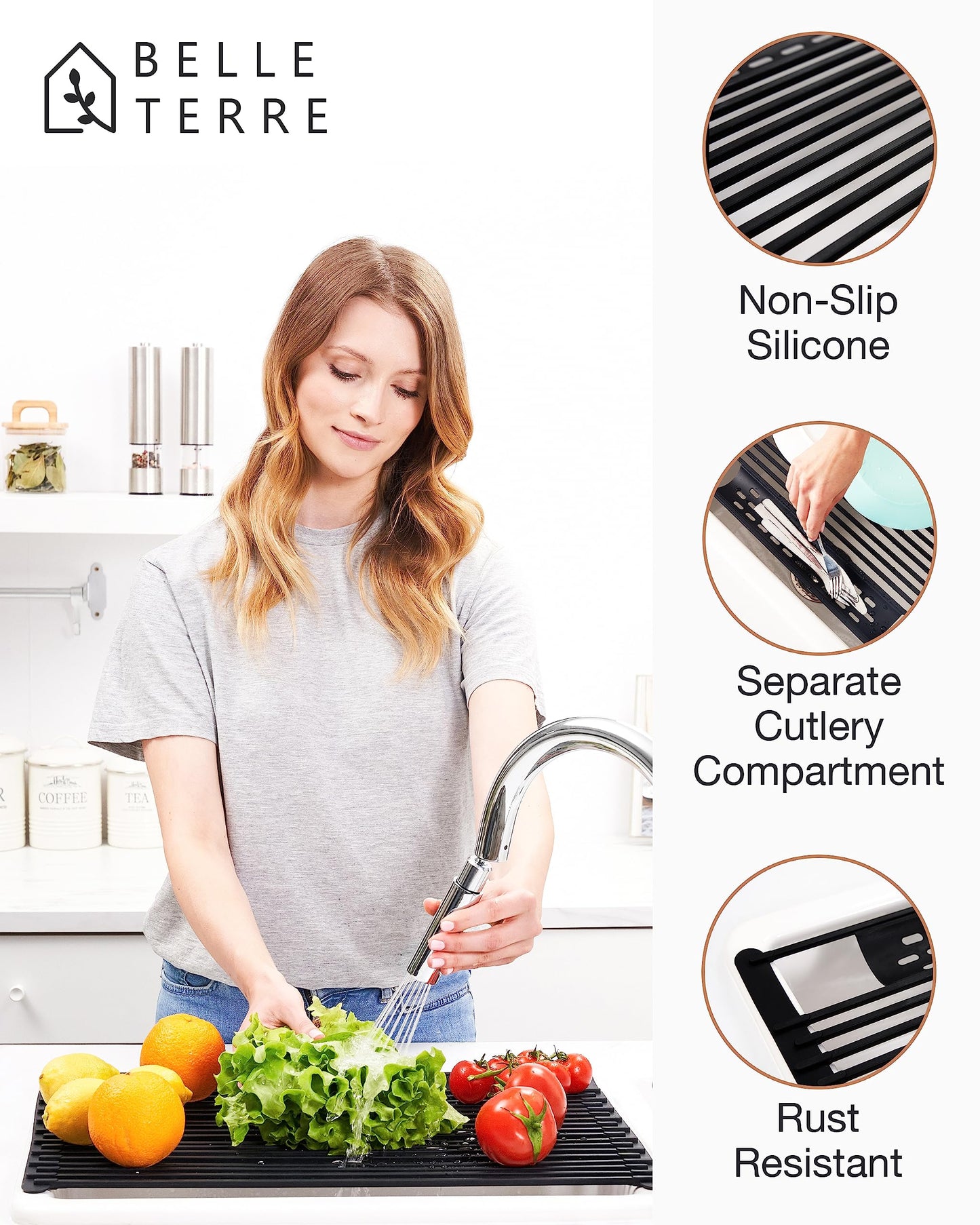 Swedish Dish Cloths Rollout Drying Rack for Kitchen